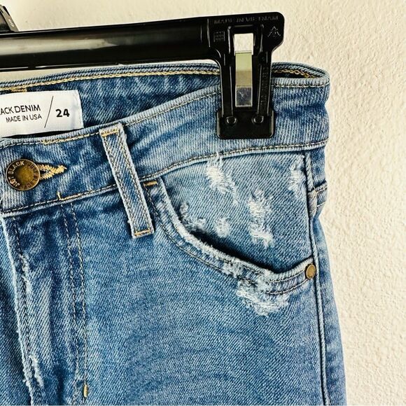 Just Black Denim Distressed Straight Fray Hem Size 24 - Picture 3 of 5